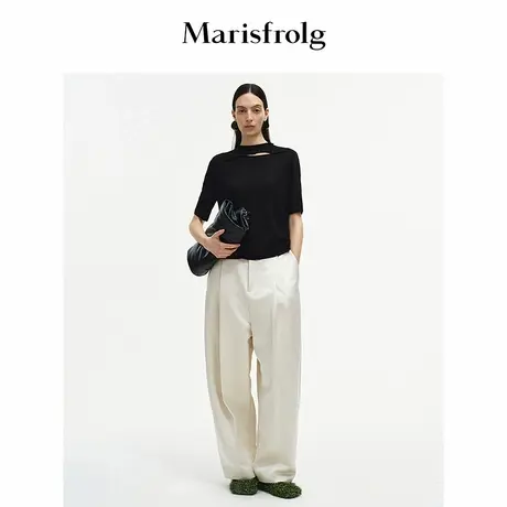【美丽奴羊毛】Marisfrolg玛丝菲尔2025秋新款小高领半袖针织衫图片