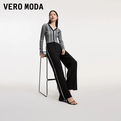 Vero Moda奥莱休闲裤女夏季新款时尚通勤撞色宽松百搭直筒裤子图片