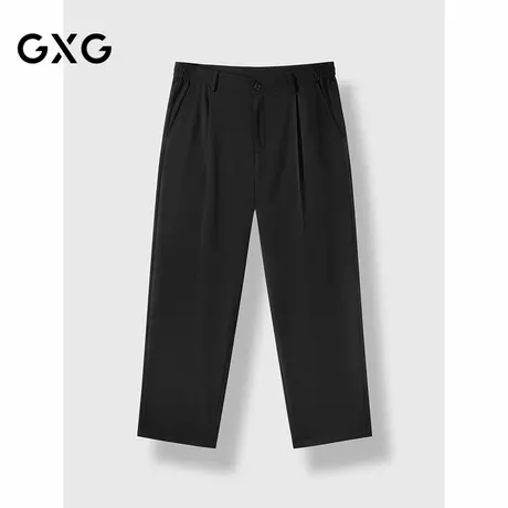 GXG男装 商场同款黑色宽松阔腿西裤男士休闲裤 24年秋G24X023089商品大图