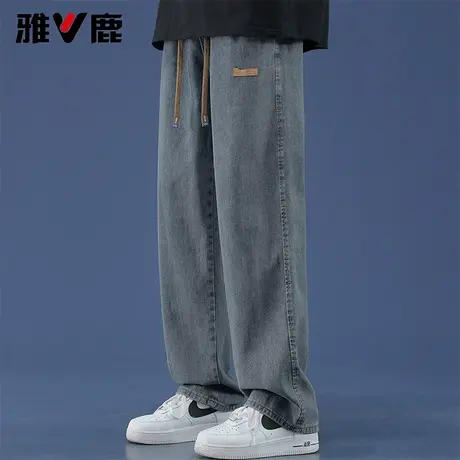 雅鹿2026春秋季新款经典复古蓝色牛仔裤男宽松水洗休闲直筒长裤子商品大图