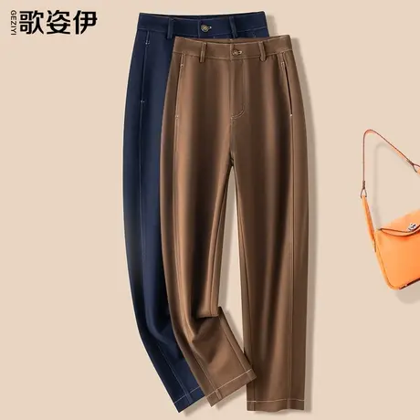 高级感仿毛呢镰刀裤女2023秋冬新款韩版休闲裤云柔水洗九分哈伦裤图片