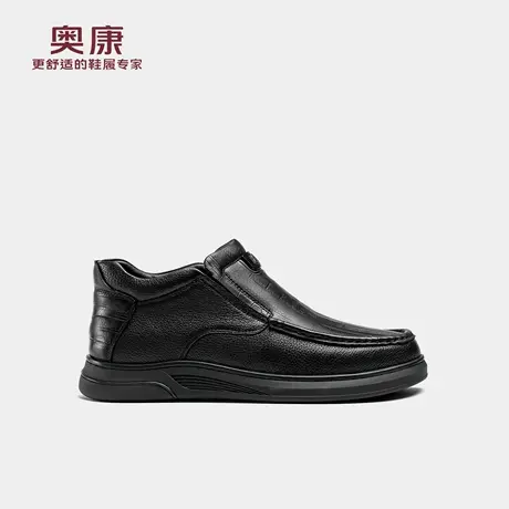 奥康 男鞋2025冬季新款爸爸棉鞋加绒保暖公务一脚蹬皮鞋门店发货商品大图