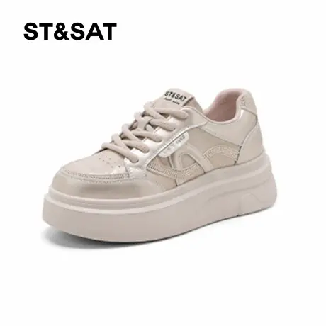 星期六厚底休闲板鞋女2026春季新款系带气质风透气软底时尚休闲鞋商品大图