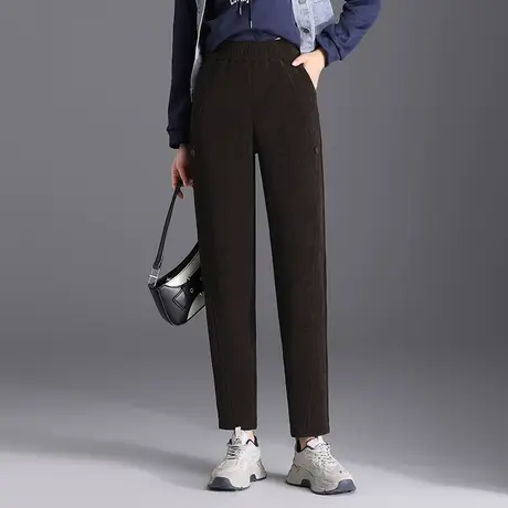 小个子加绒小脚裤女秋冬2023新款松紧高腰时尚哈伦裤显瘦休闲裤子商品大图