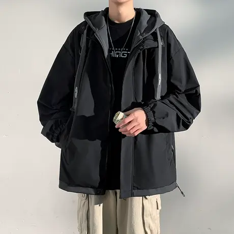 男士外套春秋冬季2023新款潮流休闲痞帅棒球服男装宽松假两件夹克商品大图