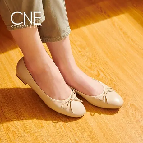 【闪降】CNE秋冬圆头浅口低跟蝴蝶结舒适纯色通勤单鞋女鞋2T19502图片