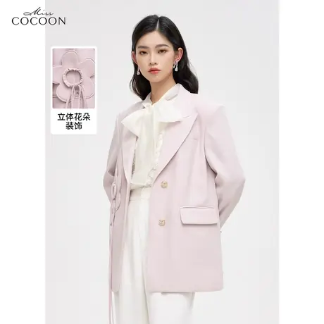 如花在野|miss COCOON粉色西装外套女2023新款春季时尚设计感西服商品大图
