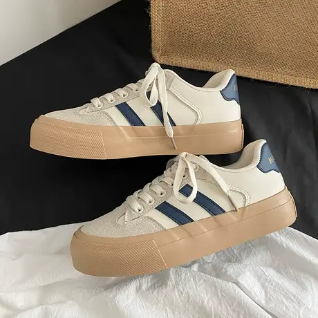 Betoo 复古ins潮超火小白鞋女2022春季新款百搭女鞋板鞋帆布鞋子商品大图