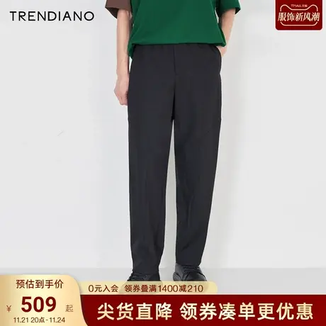 TRENDIANO官方2023新款秋季侧拉链拼接解构休闲运动直筒裤男潮商品大图