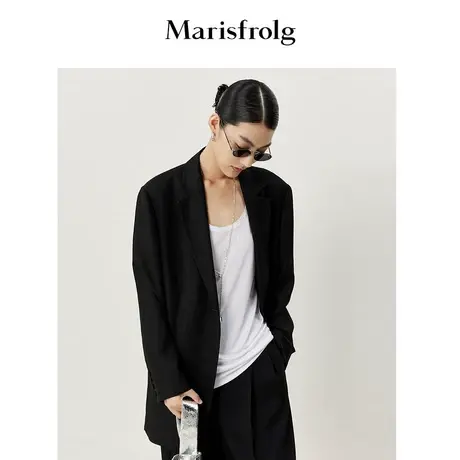 【意大利进口面料】玛丝菲尔春夏轻薄百搭黑色西装外套女商品大图