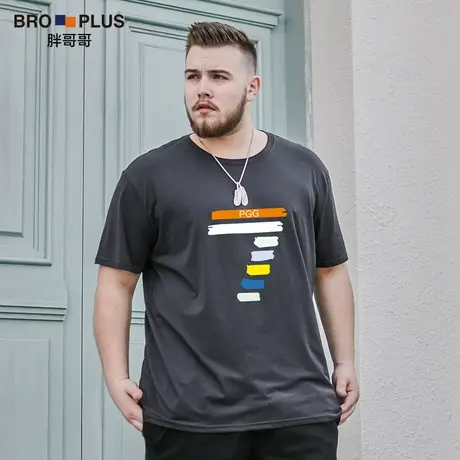 胖哥哥衣服男短袖宽松大码男士夏季体恤加肥加大休闲胖子男装T恤商品大图