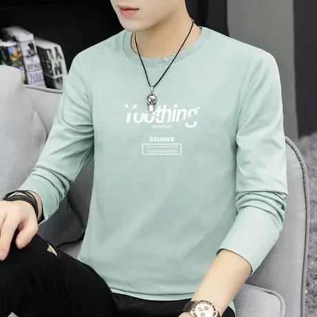 长袖t恤男纯棉秋季潮流秋装印花秋衣小衫宽松全棉内搭打底衫圆领商品大图