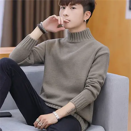 半高领毛衣男秋冬季宽松秋装男针织衫修身长袖韩版打底衫线衣男潮商品大图