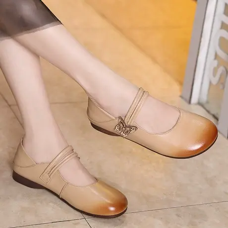 2023新款春鞋百搭平底配裙子气质单鞋妈妈通勤平跟低帮鞋春秋单鞋商品大图