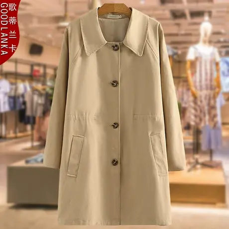 40-50岁中年妈妈秋装风衣女200斤大码宽松显瘦百搭中长款风衣外套商品大图