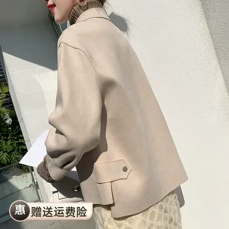 春秋季百搭女士休闲短外套麂皮绒2023年新款设计感小众上衣女ins图片