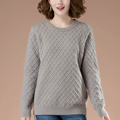 毛衣女秋冬新款加肥加大码女装宽松中年妈妈遮肚子显瘦打底针织衫商品大图