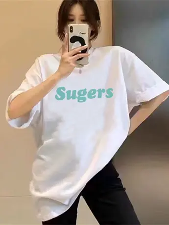 盐系白色仿棉短袖t恤女款夏季宽松显瘦高级感大码正肩上衣服ins潮图片