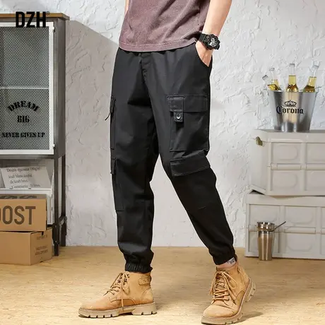 男士黑色机能工装裤男潮牌春夏款休闲裤束脚裤子2023新款长裤百搭商品大图