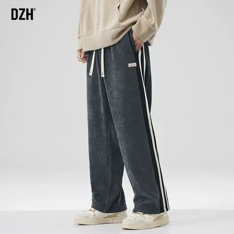 男士灯芯绒裤子男款美式高街2024新款休闲运动裤宽松直筒长裤百搭商品大图