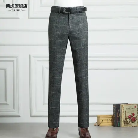 英伦复古格子西裤男潮流修身型商务休闲正装西裤男休闲男士长裤子图片