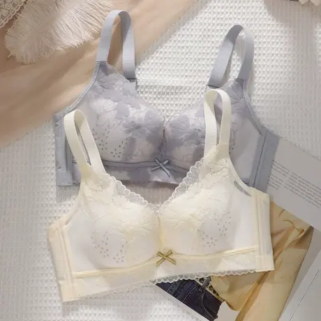 内衣女薄款小胸聚拢上托洞洞杯透气性感纸片杯无钢圈收副乳文胸商品大图