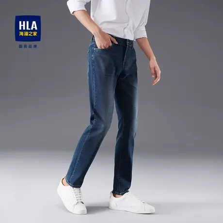 HLA/海澜之家合体直筒牛仔裤时尚舒适凉感空调透气裤子男图片