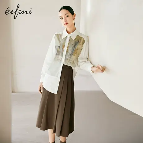 【商场同款】伊芙丽半身裙女2021秋冬季新款百搭中长裙1CA242421图片