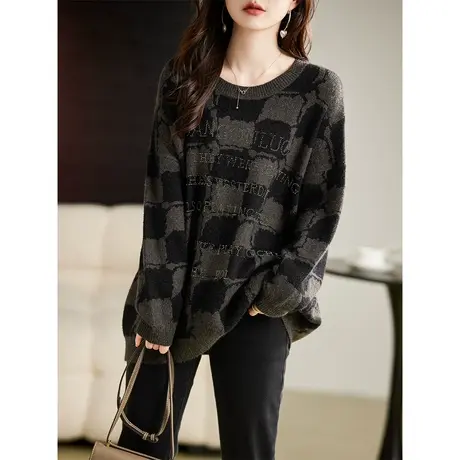 慵懒风毛衣女秋冬2023新款欧货宽松时尚洋气减龄小众针织长袖上衣图片