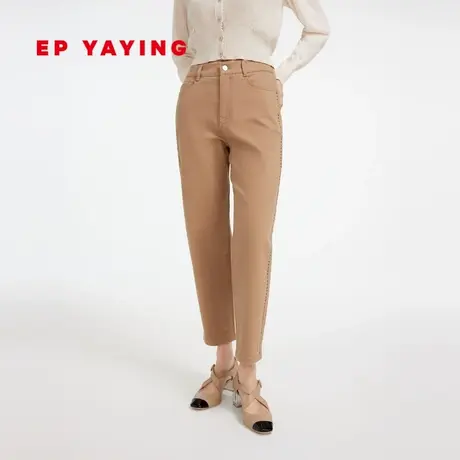 EP雅莹女装 锥形铆钉设计感显腿长牛仔老爹裤 2023新款J607A图片