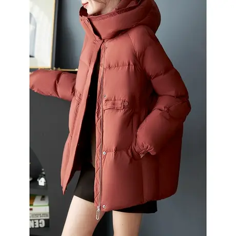 宝诗黎90白鸭绒羽绒服女冬季2023年新款纯色连帽拉链开衫保暖外套图片