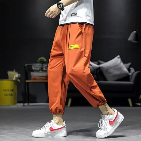 工装裤男宽松束脚潮牌休闲裤子男夏季韩版潮流九分哈伦运动裤男薄商品大图