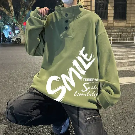 双面摇粒绒卫衣男潮牌ins春秋季新款美式打底衫加绒宽松情侣外套商品大图