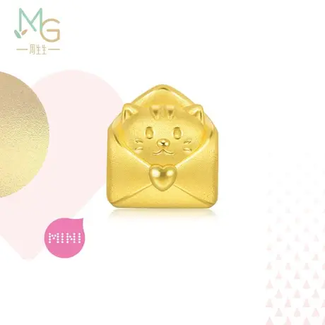 周生生足金Charme宝贝爱情童话信封猫咪黄金转运珠92442C图片