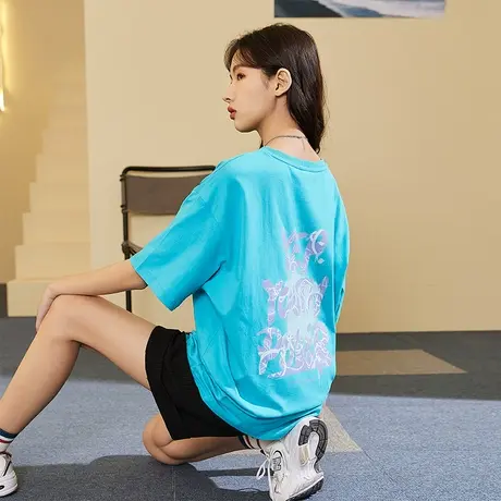 唐狮2022夏季新款女短袖T恤小众别致上衣设计感小众韩版宽松内搭商品大图
