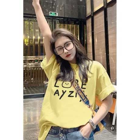 纯棉设计感小众短袖t恤女夏季新款潮牌港味chic宽松半袖上衣减龄商品大图