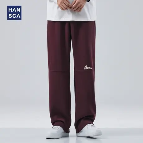 hansca日系重磅垂感卫裤男秋季新款美式嘻哈街头潮牌直筒拖地长裤商品大图