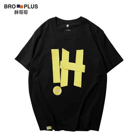 胖哥哥大码短袖t恤男夏季潮牌体恤潮流重磅纯棉五分袖宽松上衣男商品大图