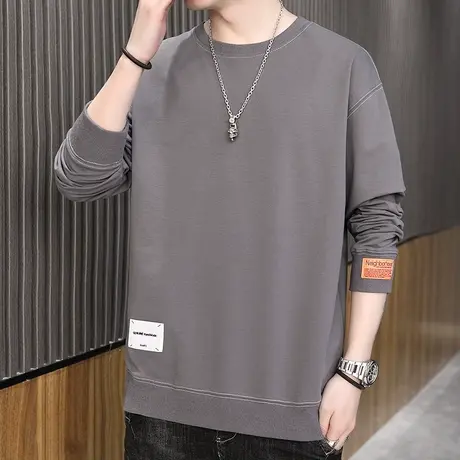 秋季春秋款潮牌无帽圆领套头卫衣男士宽松休闲长袖T恤衫上衣夏季图片