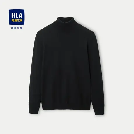 HLA/海澜之家可翻高领长袖针织衫23秋冬新修身纯色套头休闲上衣男图片