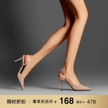 熙漫漆皮纯色凉鞋尖头简约经典细高跟鞋欧美时尚舒适细跟百搭女鞋图片