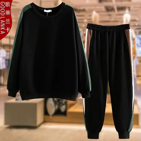 中年50岁妈妈春装套装洋气时尚休闲裤子两件套加肥加大卫衣运动服商品大图