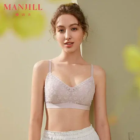 熳洁儿内衣夏季薄款内衣女小胸聚拢女无钢圈双肩带甜美蕾丝文胸商品大图