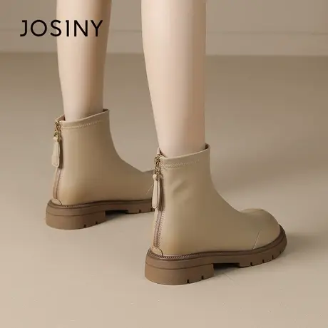 Josiny/卓诗尼马丁靴女2023秋季新款小众瘦瘦小短靴女低跟时装靴商品大图