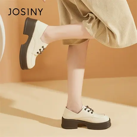 Josiny/卓诗尼厚底小皮鞋女2024春季复古鞋子女学院风乐福鞋单鞋商品大图