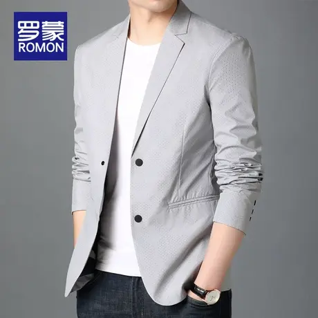 罗蒙休闲西装外套男2024春秋季新款高级感宽松上衣商务正装西服男图片