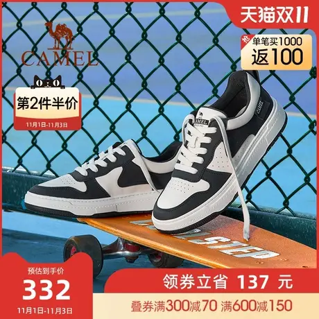 骆驼男鞋2023春季新品潮撞色时尚休闲滑板鞋男复古百搭厚底运动鞋图片