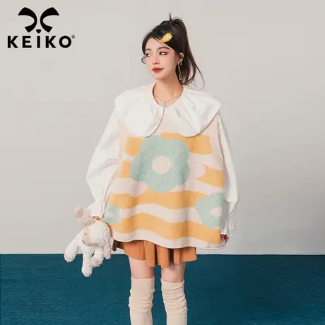 KEIKO 奶系穿搭马甲毛衣2023秋冬设计感慵懒叠穿马夹针织衫背心商品大图