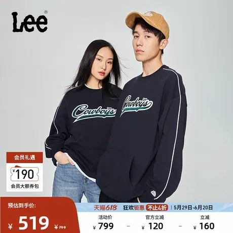 Lee韩国设计舒适版圆领藏青色男女同款长袖卫衣休闲LUT010387207图片
