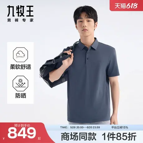 [商场同款]九牧王男装2025春夏新款防晒柔软男款翻领短袖POLO衫商品大图